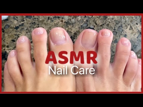 ASMR Red Toenail Polish Removal & Clear Polish Application