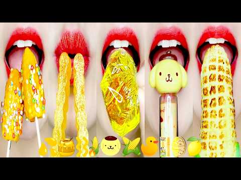 Yellow💛 Emoji Desserts 노란색 이모지 입술 먹방  Eating Sounds [ASMR MUKBANG]