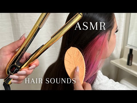 ASMR~ Straightening my sister's hair *RELAXING* (hair sounds and brushing)