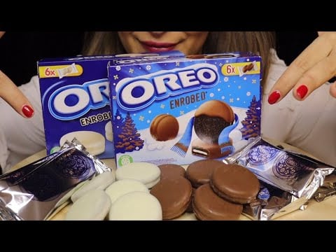 ASMR OREO ENROBED WHITE MILK CHOCOLATE CRUNCHY MUKBANG no talking CREMA ASMR #asmr #mukbang #oreo