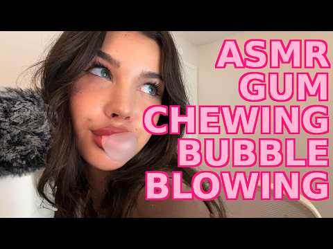 ASMR Gum Chewing & Bubble Blowing (mouth sounds, whispering, gum)