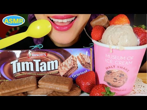 ASMR 몰트초코 아이스크림+팀탐 리얼사운드 먹방 |MUSEUM OF ICE CREAM+TIM TAM EATING SOUND| CURIE.ASMR