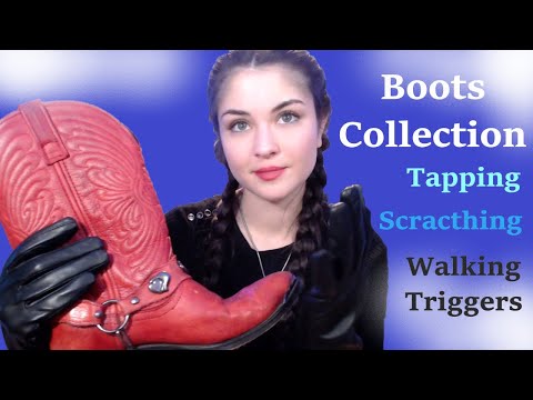 ASMR [Boots Collection] [Walking Triggers] [Tapping & Scratching] [Leather Gloves] 👢| No Talking