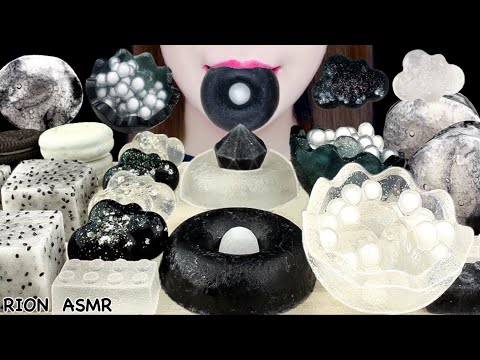 【ASMR】CLEAR&BLACK DESSERTS🖤🤍 DONUTS KOHAKUTO,CLOUD JELLY MUKBANG 먹방 EATING SOUNDS NO TALKING