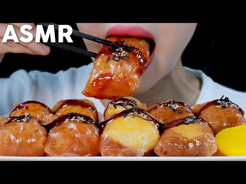 ASMR Spicy Fire Noodle Wraps Eating Sounds | 불닭쌈 먹방 | MINEE EATS