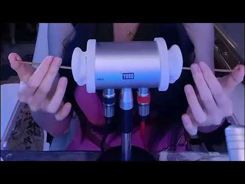 Tingly Ear Cleaning ASMR with Goose Feather, Tuning Fork & Soft Heartbeat Sounds / 1Hr (No Talking)