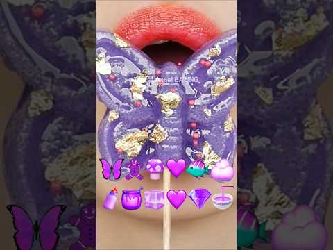 @AngelEATING777 asmr (PURPLE FOODS) EMOJI FOOD KOHAKUTO JELLY 보라색 이모지 먹방 코하쿠토 젤리 꿀 eating sounds