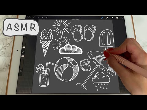 ASMR - Summer Doodles - iPad writing sounds - Whispering - Pencil sounds