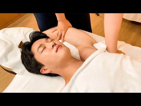 ASMR 호흡과 가슴 관리에 중점을 둔 데콜테 마사지 | 청담 스파고결 | I got a chest massage and respiratory care