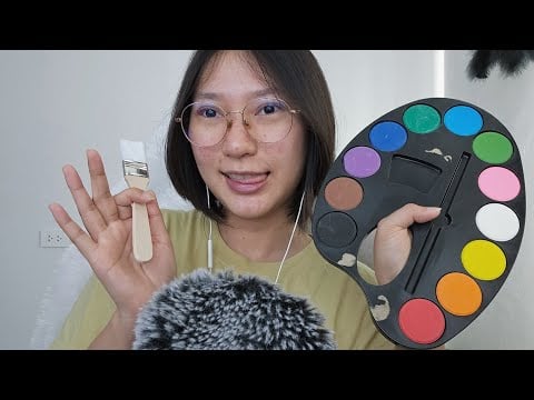 ASMR Painting Face Mouth Sounds [ Dry&Wet ] วาดหน้าด้วยเสียงปาก 🖌