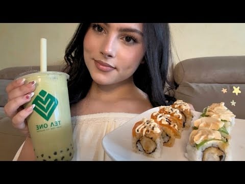 ASMR | Sushi & Boba Tea Eating Sounds 🧋🍣