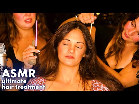 ASMR Hair Treatment Spa, Hair Brushing & Scalp Massage, Extra Tingly Fall Asleep with Anna & Claire