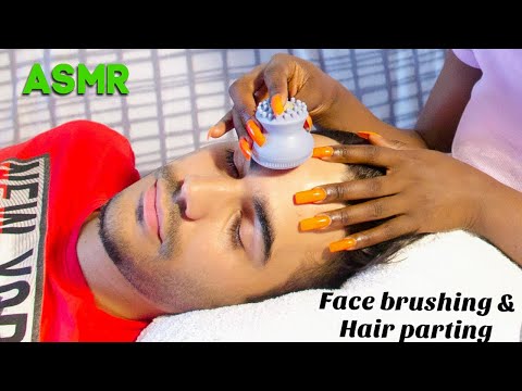 ASMR Soothing 💆🏼‍♂️Parting Hair With Long Nails | Brushing | Deep Face Pressing Therapy