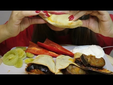 ASMR EGGPLANT GRATIN GRILLED IN TORTILLA POCKETS / no talking / CREMA ASMR #asmr #mukbang #eggplant
