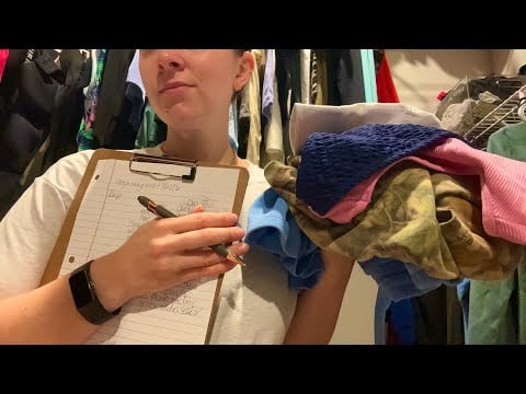 ASMR Organizing Your Closet (fabric & writing sounds) Organizer Series Pt 2