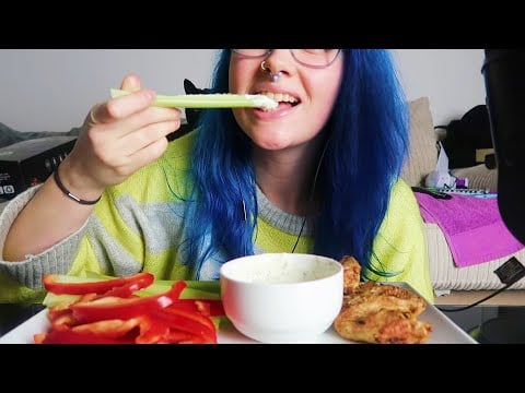 ASMR Eating Chicken Wings, Celery & Bell Pepper  (Eating Sounds)