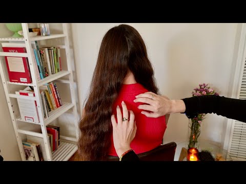 ASMR | Hair Play, Jade Comb, Hair Parting, Hair Brushing, Back Scratching (Whisper, Real Person)