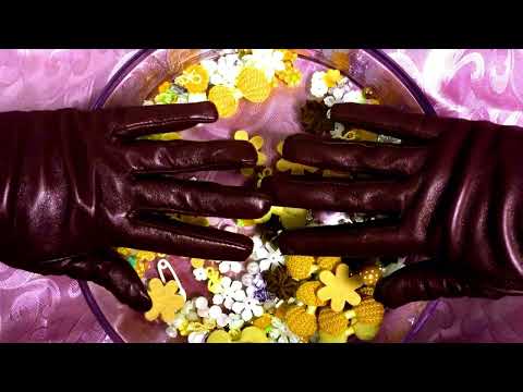 LEATHER GLOVES 💜❤️  COLORFUL   CUTE  CHARMS   [[ASMR]]