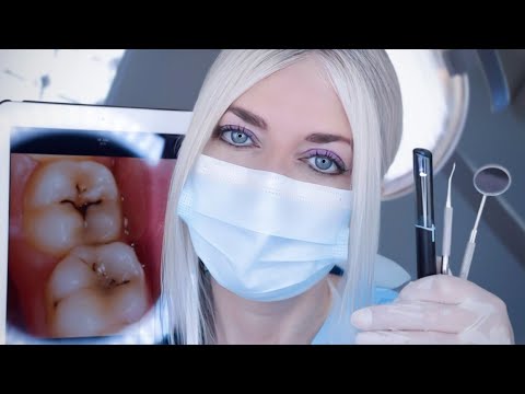 ASMR Dental Exam & Tooth Cleaning - Taking Photographs - Picking, Scraping, Suction, Gloves, Typing