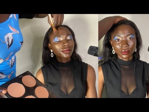 ASMR APPLYING MAKEUP ON ASMR ARTIST WITH BUBBLEGUM CRACKING - SCALP SCRATCHING