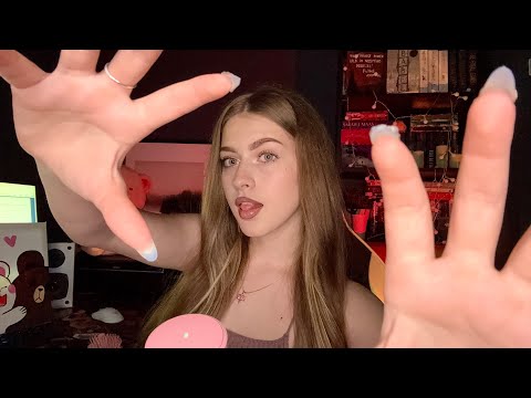 ASMR Hand Movements & Mouth Sounds for Sleep •☆• soft whispers, tongue clicking, kisses, plucking