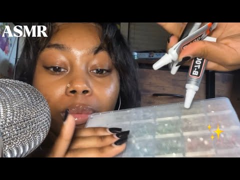 ASMR| Tapping On Things I Bedazzled☺️✨+ Mouth Sounds ASMR👄  