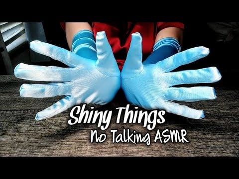 Shiny Blue Satin Gloves ASMR 💙 Ocean Waves 🌊 No Talking