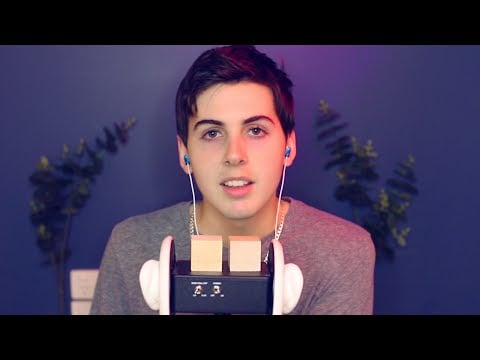 ASMR ☁ 5 TRIGGERS for SLEEP ☁ 3Dio Ear to Ear Male Whisper BINAURAL Wooden Blocks Foil Brush Sounds
