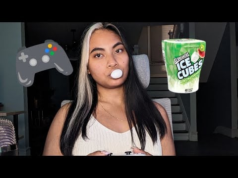 ASMR Chewing Gum Kiwi Watermelon Flavor Ice Cubes And Playing The Game