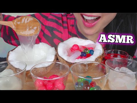 ASMR *RARE NATURAL COCONUT JELLY DESSERT (EATING SOUNDS) LIGHT WHISPERS | SAS-ASMR