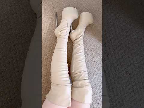 Got my Beige Tajna Platform Boots on today!👢 do you like them?🤍 #boots #thighhighboots #heels