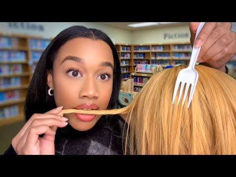 ASMR Girl Behind You in The School Library Eats Your Hair 📚😋 ASMR Hair Play