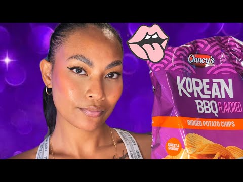 ASMR Eating A Bag Of Chips From Aldis , Trying Korean BBQ Flavor No Talking