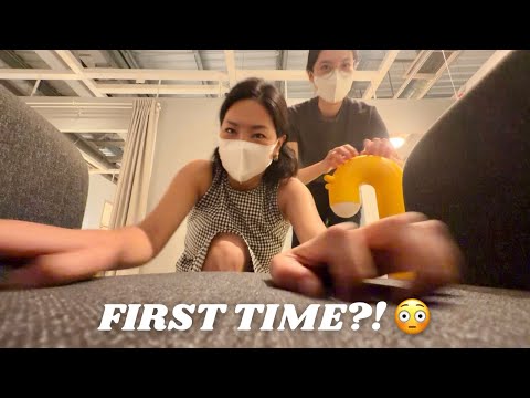 My BIG SIS tried FAST & AGGRESSIVE ASMR for the FIRST time 😳 at IKEA
