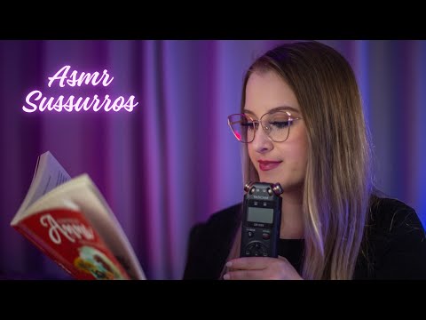 ASMR TASCAM | LENDO ATÉ VOCÊ DORMIR COM SOM DE FOGUEIRA | SUSSURROS DELICADOS PARA RELAXAR MUITO