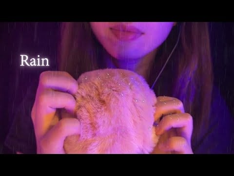 ASMR Fluffy Mic Scratching and Gentle Rain , For Deep Sleep , Layered Sounds , No Talking