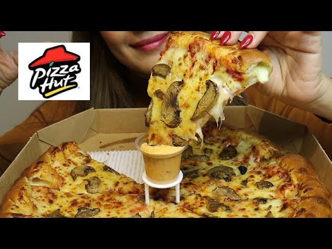 ASMR PIZZAHUT CHEESY CRUST / MARGERITA / MUSHROOMS / HOT MEXIAN SAUCE / no talking / CREMA #asmr