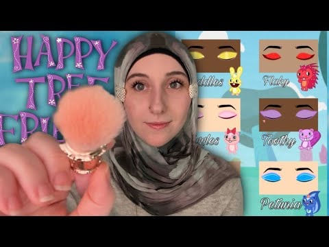 ASMR Doing Your Happy Tree Friends Makeup 🩷🌼 (w/ a catalog)