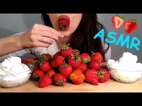 ASMR | Strawberry With Whipped Cream | Juicy Eating Sounds | No Talking | Lady M. ASMR