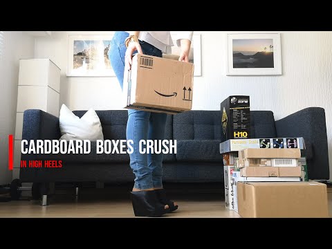 Cardboard boxes crush in high heels #crush #asmr #heels