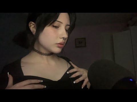 ASMR fabric scratching, body triggers, hand and mouth sounds 🖤