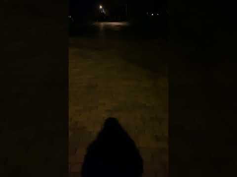 Quiet night walk on a brick road plunging in and out of darkness  #asmr #asmroutside