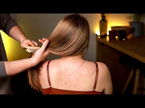 ASMR Real Person Hair Play, Brushing | Nape & Back Massage (No Talking)