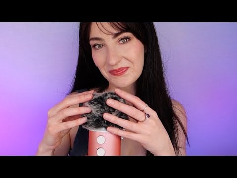 ASMR Fluffy Mic Scratches / Finger Brushes with Positive Affimations - Calm and Slow - Brain Massage