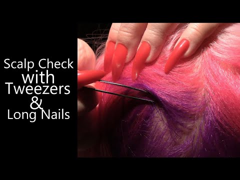 ASMR Tingly Scalp Check with Tweezers and Long Nails