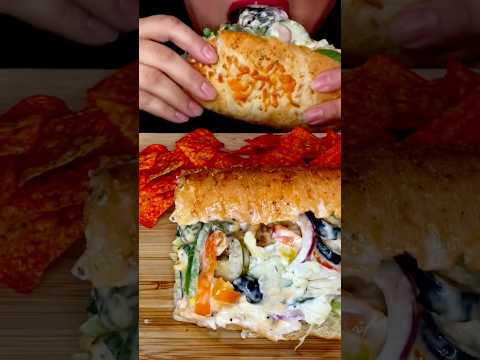 Huge Subway fully loaded footlong #mukbang #asmr #shorts #food
