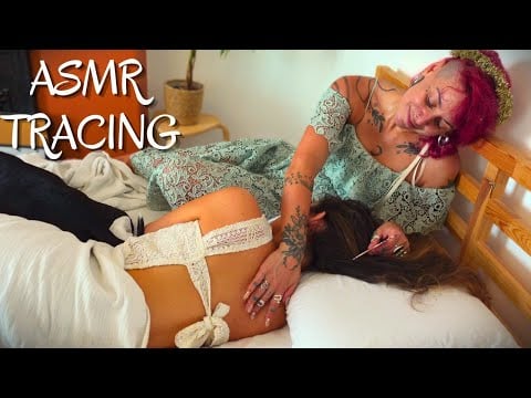 Peaceful ASMR Real person back tracing, hair play & skin brushing | FEATHERS & FABRIC SOUNDS