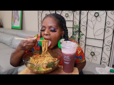 BIG BOWL LO MEIN NOODLES ASMR EATING SOUNDS