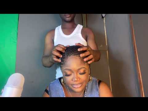 ASMR✨I GAVE MY WIFE A RELAXING SCALP SCRATCHES BETWEEN HER CORNROW.