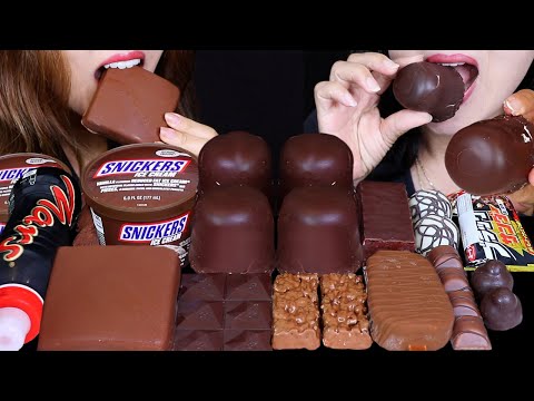 ASMR GIANT CHOCOLATE MARSHMALLOWS, SNICKERS ICE CREAM SUNDAE, KLONDIKE BAR, MARS CHOCOLATE DRINK 먹방